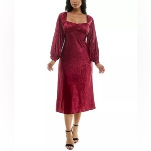 B Darlin Juniors' Floral Satin Long-Sleeve Midi Dress